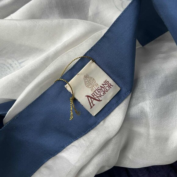 NWT Artisans Angkor Ivory & Indigo Floral Light Pure Silk Poncho — Free Size - Picture 12 of 12
